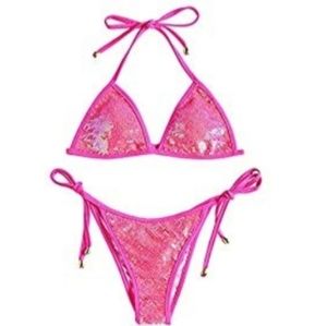 NWT shiny triangle top bikini